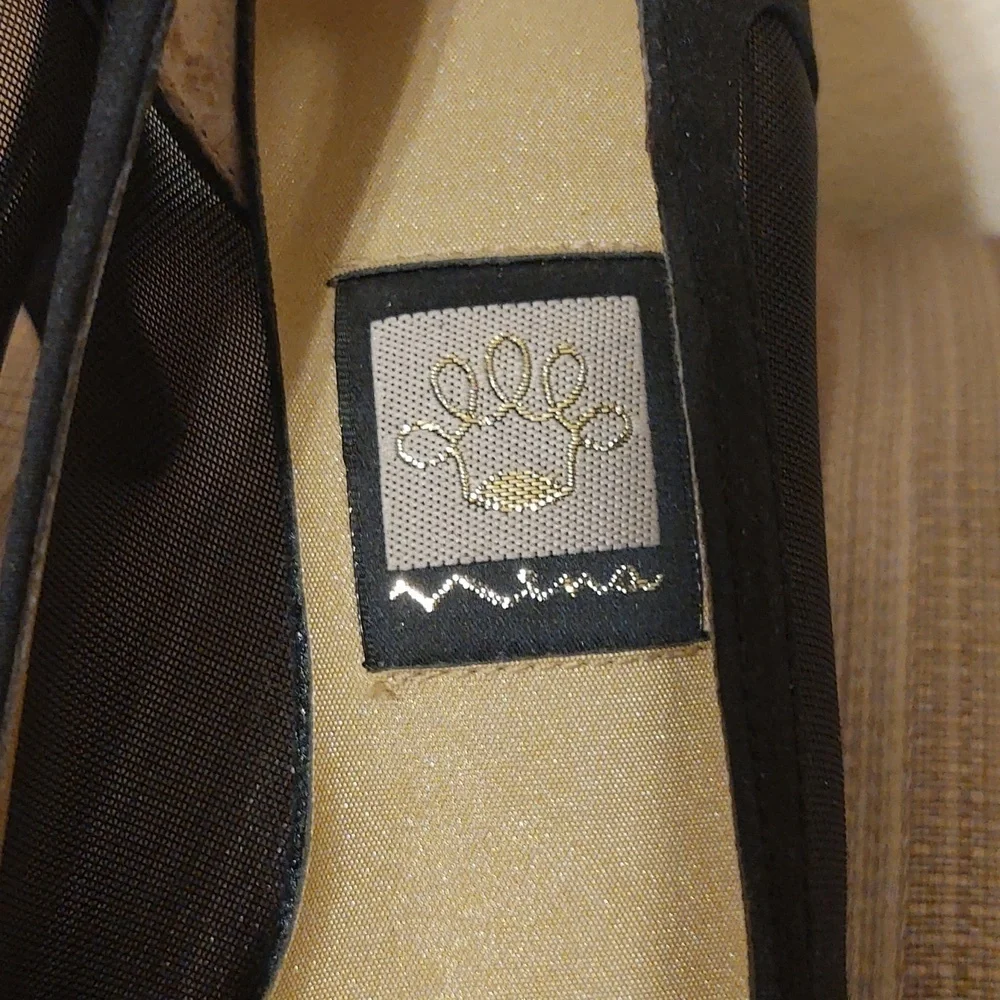 Nina Black Mesh and Beaded Pumps